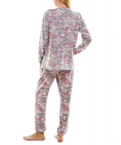 Women's Butterknit Printed Pajamas Set Elisa Starry Camo Flintstone $14.35 Sleepwear