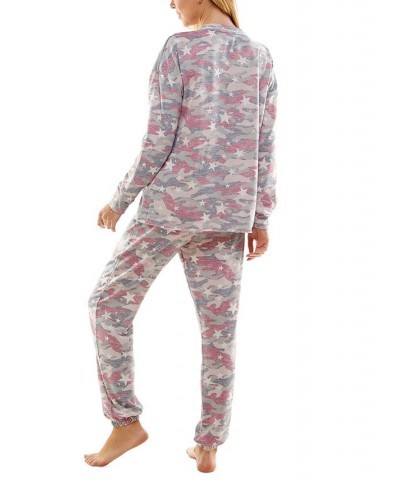 Women's Butterknit Printed Pajamas Set Elisa Starry Camo Flintstone $14.35 Sleepwear