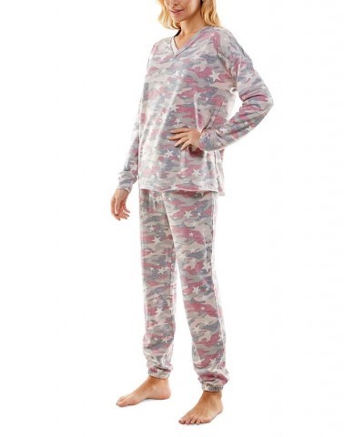 Women's Butterknit Printed Pajamas Set Elisa Starry Camo Flintstone $14.35 Sleepwear