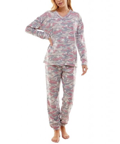 Women's Butterknit Printed Pajamas Set Elisa Starry Camo Flintstone $14.35 Sleepwear