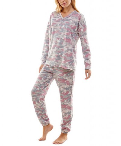 Women's Butterknit Printed Pajamas Set Elisa Starry Camo Flintstone $14.35 Sleepwear