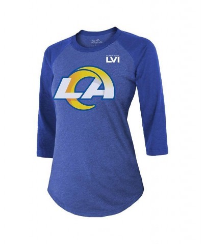 Women's Threads Matthew Stafford Royal Los Angeles Rams Super Bowl LVI Name Number Raglan 3/4 Sleeve T-shirt Royal $25.20 Tops