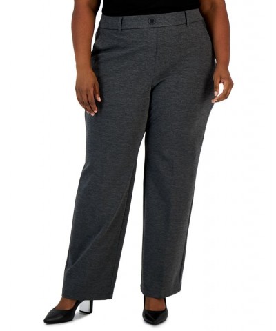 Plus Size Faux-Fly Pull-On Wide-Leg Pants Gray $24.30 Pants