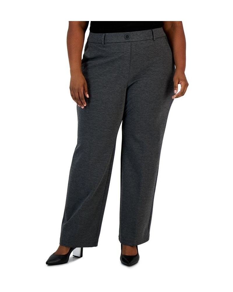 Plus Size Faux-Fly Pull-On Wide-Leg Pants Gray $24.30 Pants