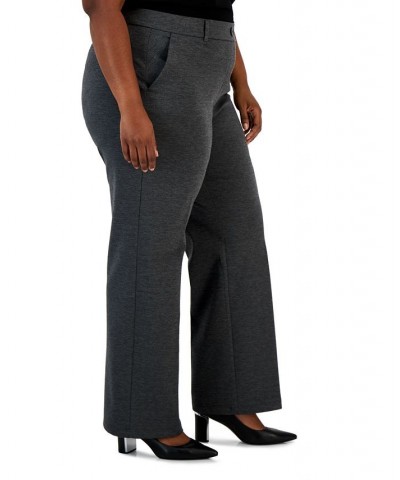 Plus Size Faux-Fly Pull-On Wide-Leg Pants Gray $24.30 Pants