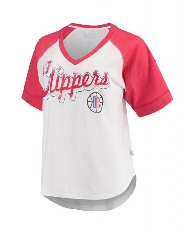 Women's White and Red LA Clippers Around the Horn Rhinestone Raglan Tri-Blend V-Neck T-shirt White, Red $18.92 Tops