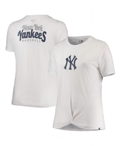 Women's White New York Yankees Plus Size 2-Hit Front Knot T-shirt White $26.31 Tops