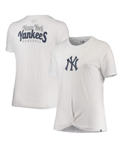 Women's White New York Yankees Plus Size 2-Hit Front Knot T-shirt White $26.31 Tops