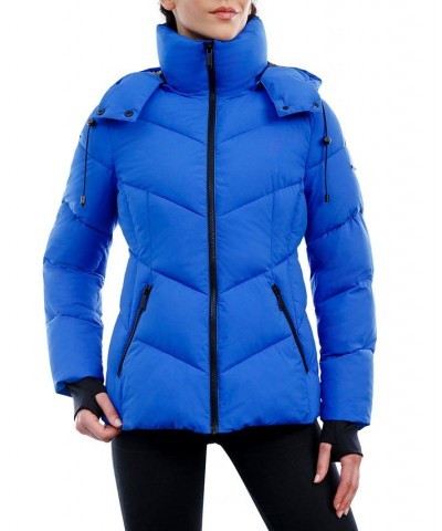 Women's Hooded Puffer Coat Blue $51.80 Coats