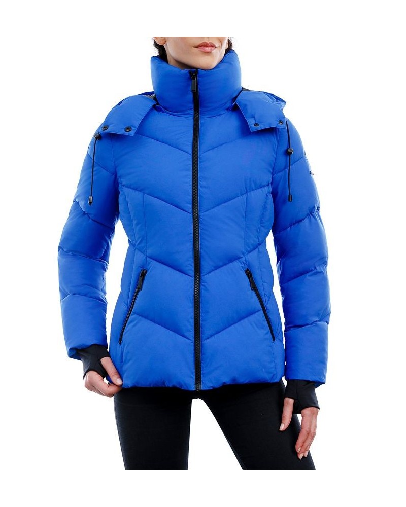 Women's Hooded Puffer Coat Blue $51.80 Coats