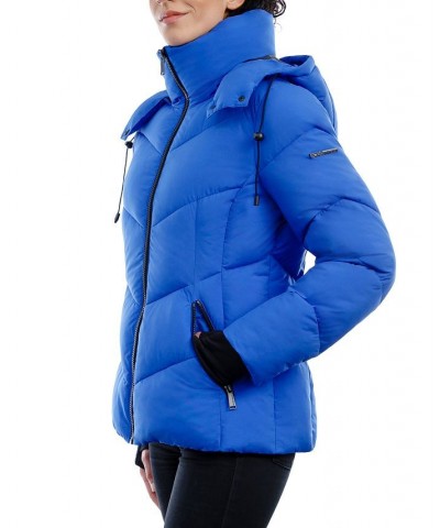 Women's Hooded Puffer Coat Blue $51.80 Coats