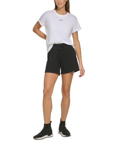 Women's Performance Cotton Logo Drawstring Shorts Black $13.09 Shorts