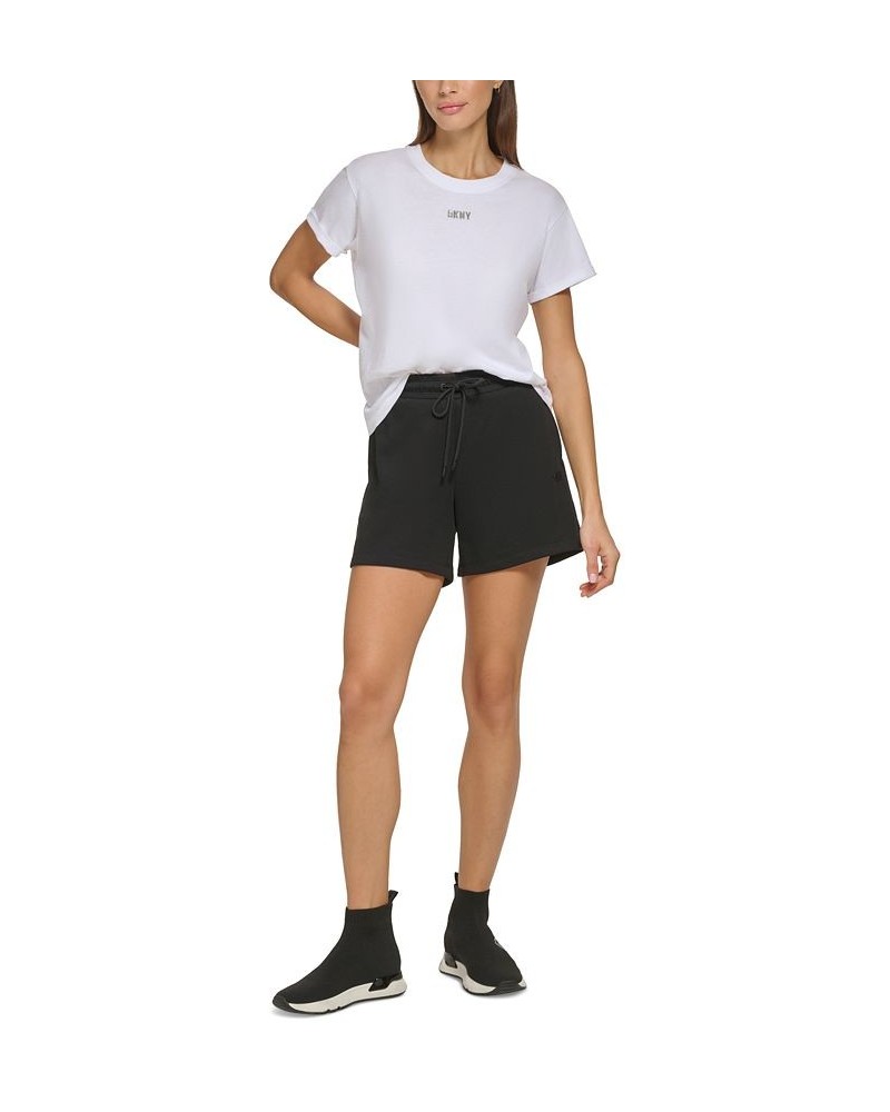 Women's Performance Cotton Logo Drawstring Shorts Black $13.09 Shorts