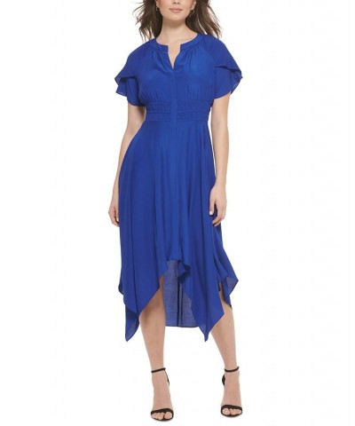 Handkerchief-Hem Midi Dress Blue $54.28 Dresses