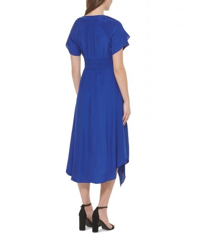 Handkerchief-Hem Midi Dress Blue $54.28 Dresses