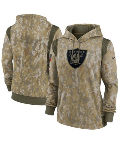 Women's Olive Las Vegas Raiders 2021 Salute To Service Therma Performance Pullover Hoodie Olive $39.95 Sweatshirts