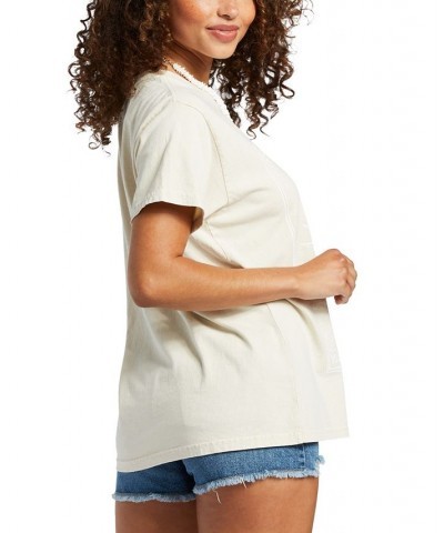 Juniors' Celeste Cotton Oversized Short-Sleeve T-Shirt Tapioca $23.50 Tops