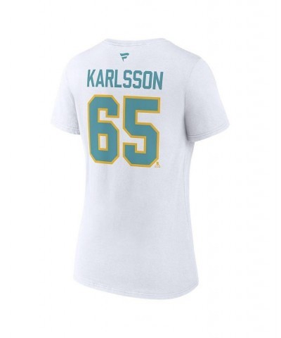 Women's Branded Erik Karlsson White San Jose Sharks Special Edition 2.0 Name and Number V-Neck T-shirt White $19.88 Tops