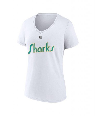 Women's Branded Erik Karlsson White San Jose Sharks Special Edition 2.0 Name and Number V-Neck T-shirt White $19.88 Tops