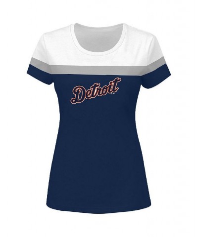 Women's White and Navy Detroit Tigers Plus Size Colorblock T-shirt White, Navy $24.95 Tops