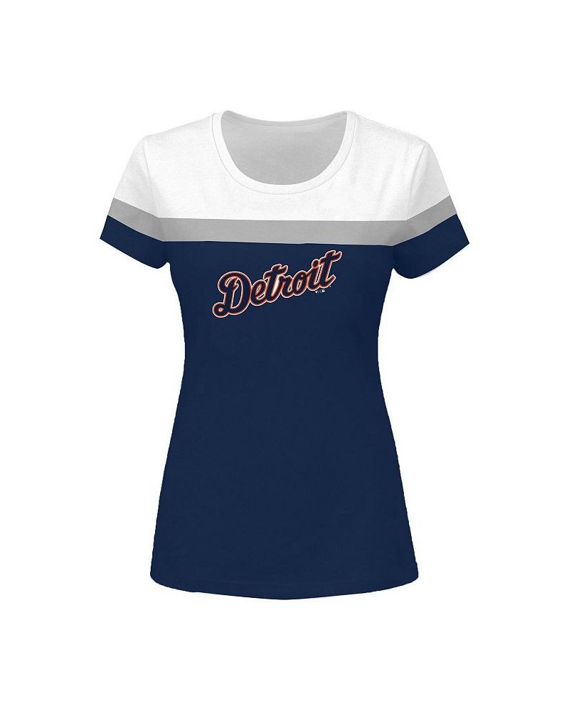 Women's White and Navy Detroit Tigers Plus Size Colorblock T-shirt White, Navy $24.95 Tops