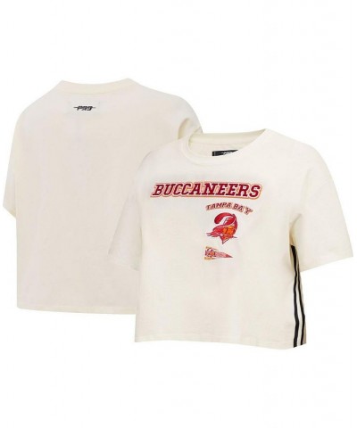 Women's Cream Tampa Bay Buccaneers Retro Classic Boxy Cropped T-shirt Cream $28.04 Tops