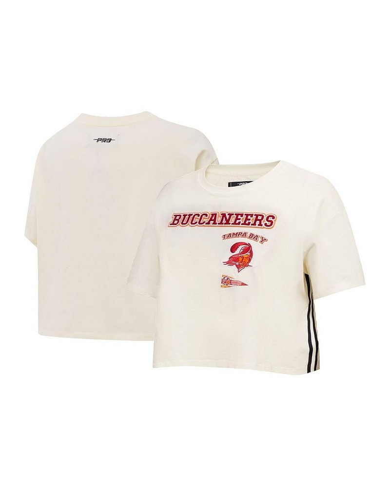 Women's Cream Tampa Bay Buccaneers Retro Classic Boxy Cropped T-shirt Cream $28.04 Tops