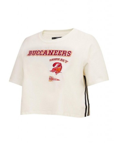 Women's Cream Tampa Bay Buccaneers Retro Classic Boxy Cropped T-shirt Cream $28.04 Tops