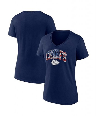 Women's Branded Navy Kansas City Chiefs Team Banner Wave V-Neck T-shirt Navy $22.41 Tops