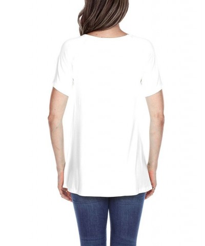 Women's Crisscross Cutout Short Sleeve Top White $31.62 Tops