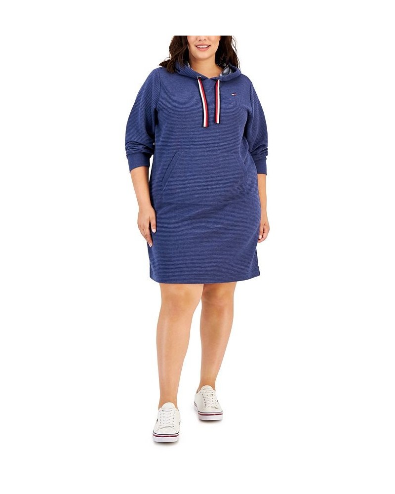 Plus Size Ottoman Hoodie Dress Denim Heather $30.11 Dresses