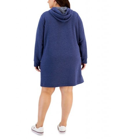 Plus Size Ottoman Hoodie Dress Denim Heather $30.11 Dresses