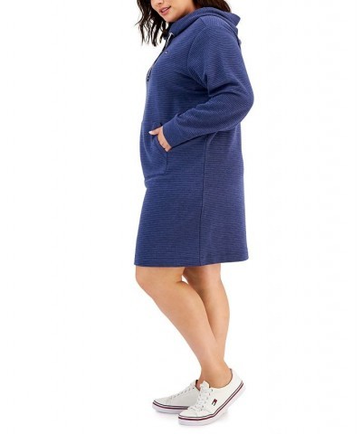 Plus Size Ottoman Hoodie Dress Denim Heather $30.11 Dresses