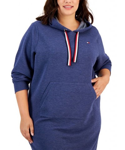 Plus Size Ottoman Hoodie Dress Denim Heather $30.11 Dresses