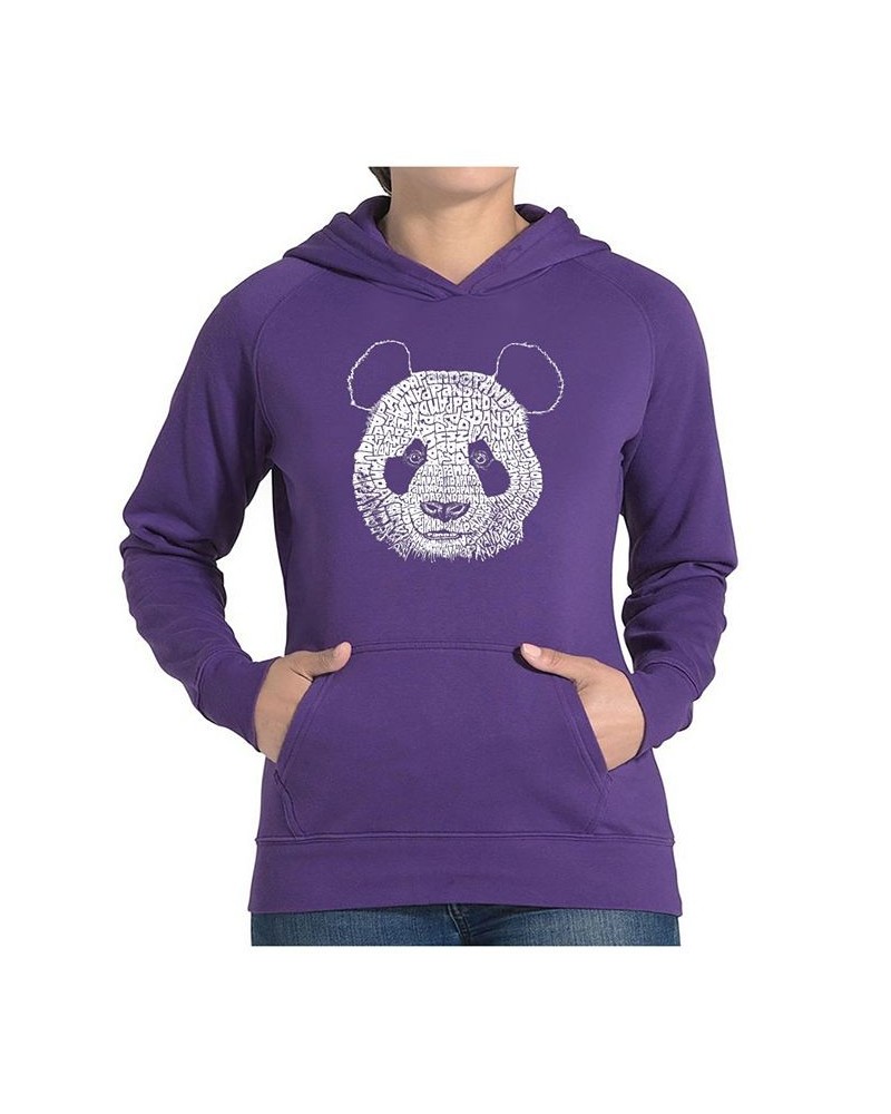 Women's Word Art Hooded Sweatshirt -Panda Purple $32.99 Sweatshirts