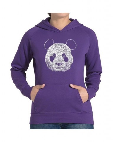 Women's Word Art Hooded Sweatshirt -Panda Purple $32.99 Sweatshirts