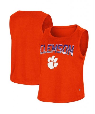 Women's Orange Clemson Tigers Hang Ten Scoop Neck Cropped Tank Top Orange $17.15 Tops