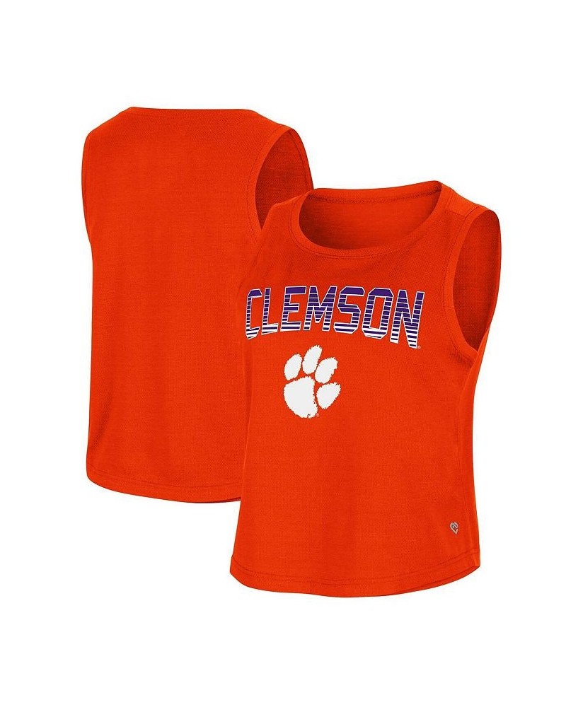 Women's Orange Clemson Tigers Hang Ten Scoop Neck Cropped Tank Top Orange $17.15 Tops