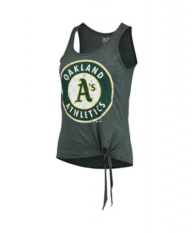 Women's Threads Green Oakland Athletics Scoop Neck Racerback Side Tie Tri-Blend Tank Top Green $24.50 Tops