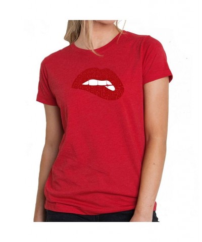 Women's Premium Word Art T-Shirt - Savage Lips Black $26.99 Tops