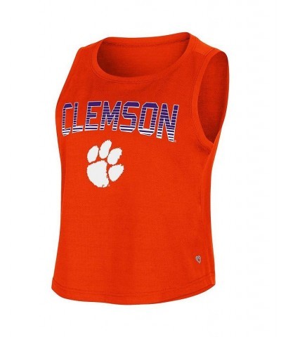 Women's Orange Clemson Tigers Hang Ten Scoop Neck Cropped Tank Top Orange $17.15 Tops