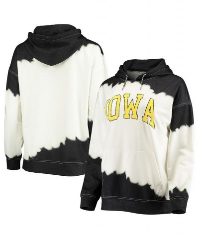 Women's White Black Iowa Hawkeyes For the Fun Double Dip-Dyed Pullover Hoodie White $26.65 Sweatshirts