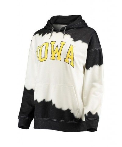 Women's White Black Iowa Hawkeyes For the Fun Double Dip-Dyed Pullover Hoodie White $26.65 Sweatshirts