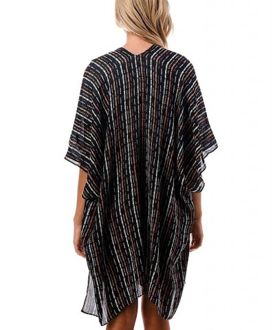 Women's Lightweight Striped Kimono Wrap Black $31.17 Tops