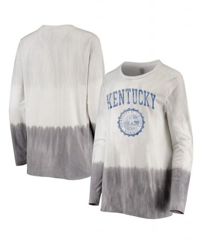 Women's White and Gray Kentucky Wildcats High Line Tiered Dip-Dye Long Sleeve Tri-Blend T-shirt White, Gray $32.90 Tops