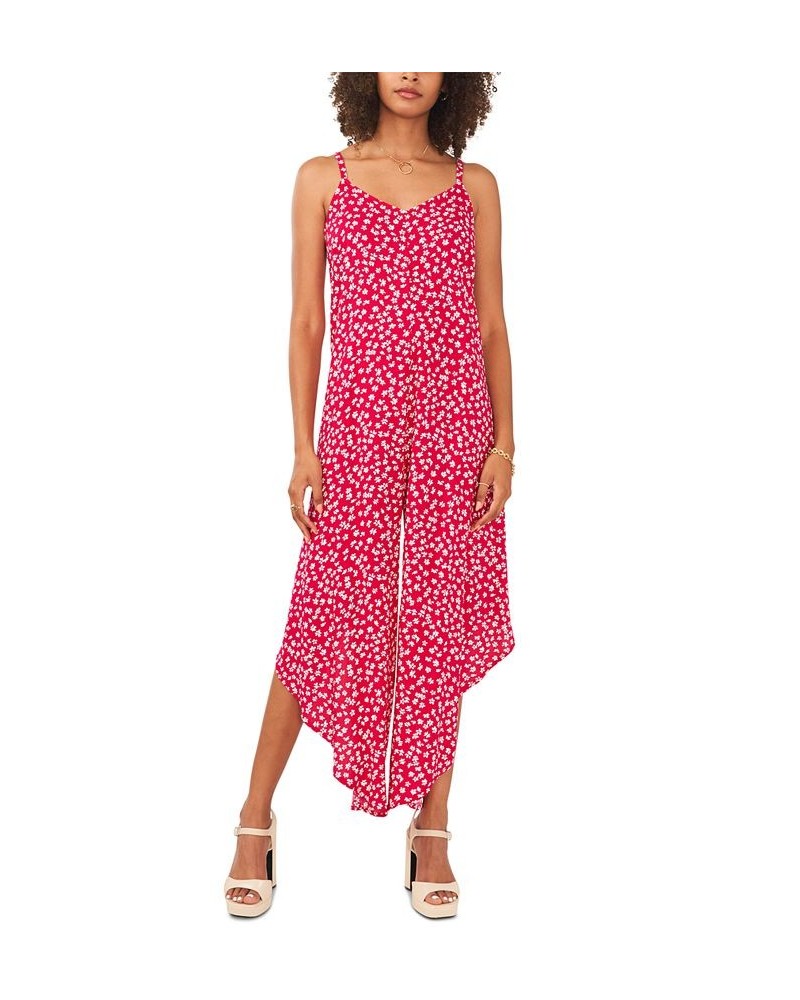 Women's Wide-Leg Challis Jumpsuit Berry/white $33.18 Pants