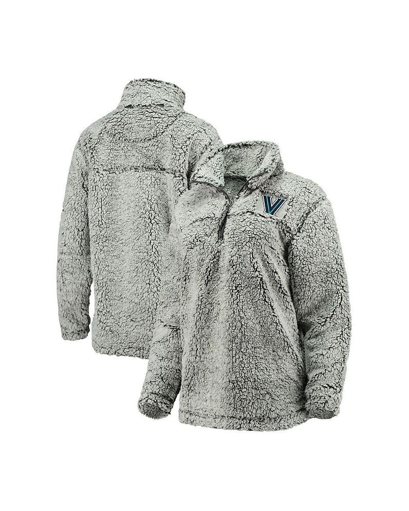 Women's Gray Villanova Wildcats Sherpa Super Soft Quarter Zip Pullover Jacket Gray $30.75 Jackets