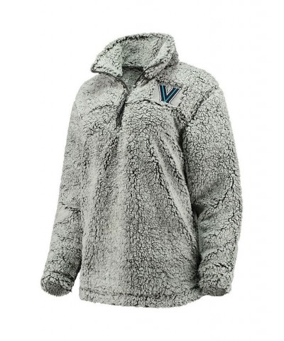 Women's Gray Villanova Wildcats Sherpa Super Soft Quarter Zip Pullover Jacket Gray $30.75 Jackets