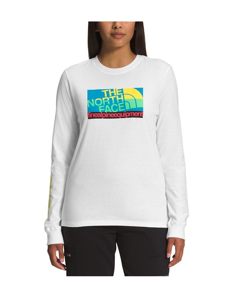 Women's Long-Sleeve Graphic Injection T-Shirt Tnf Black/brilliant Coral $19.76 Tops