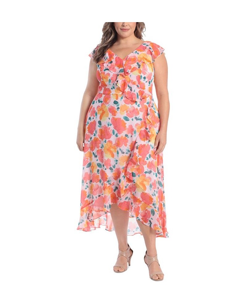 Plus Size Printed Ruffled Faux-Wrap Maxi Dress Blush/Pink $44.03 Dresses